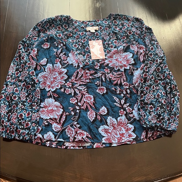 New - Band of the Free Josie Mixed Print Long Sleeve Top Peri Blue - Picture 3 of 6